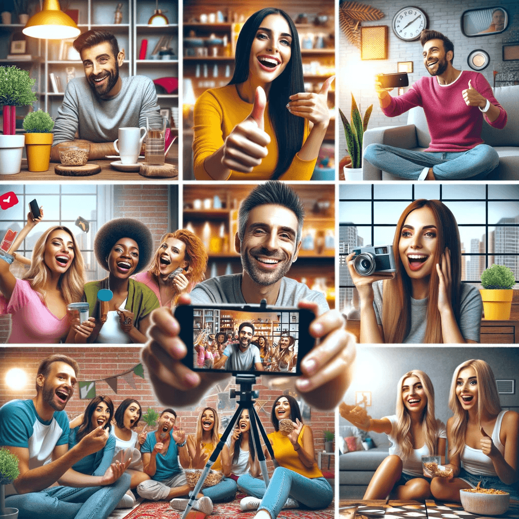 Personnes souriantes dans diverses situations.